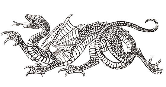 heraldic dragon restored