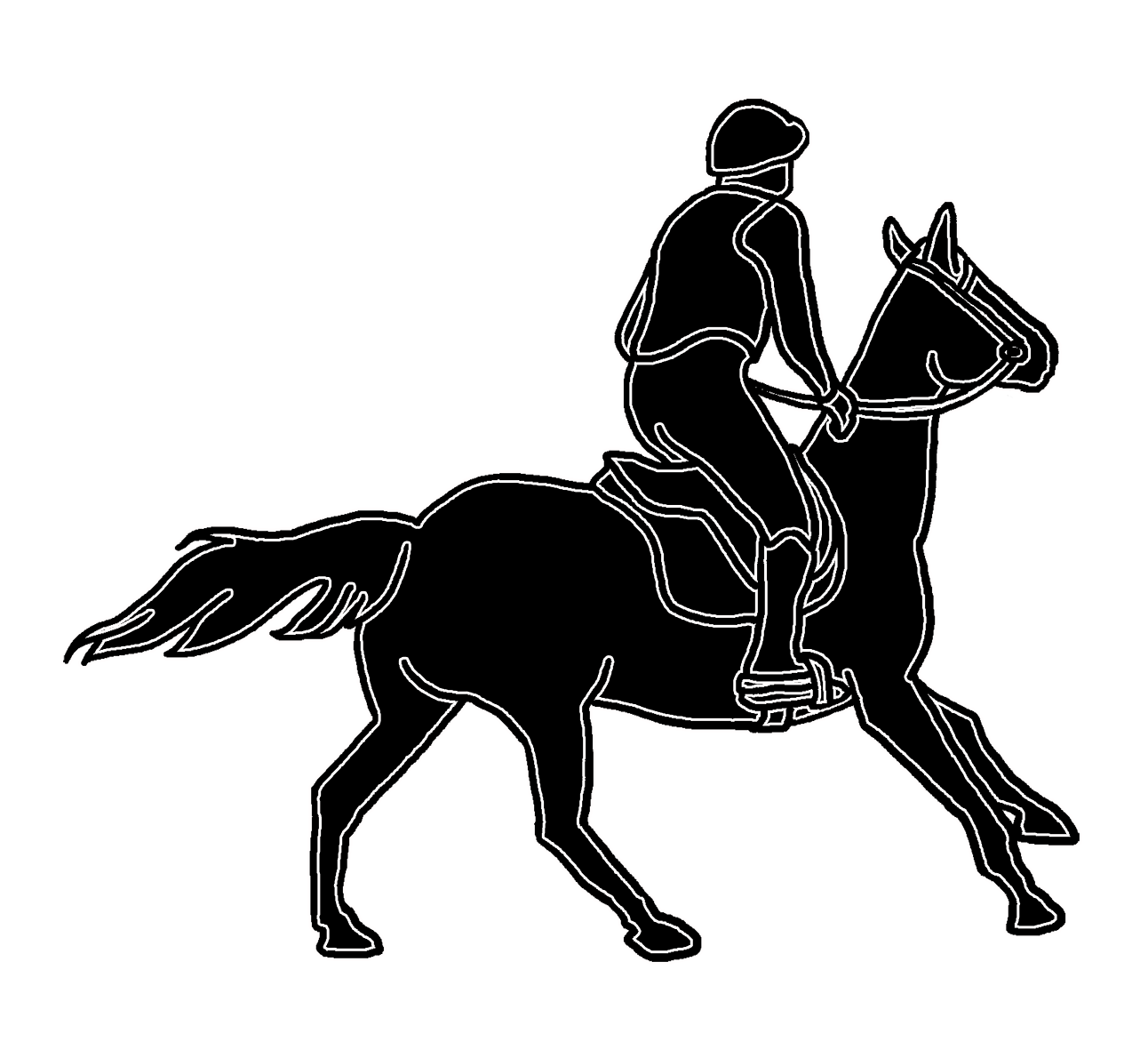 horse and horse rider silhouette