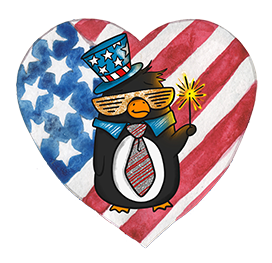 4th of July penguin in heart