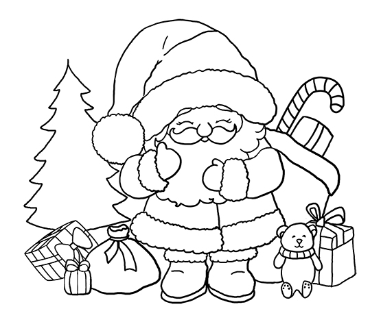 Father Christmas cartoon and gifts