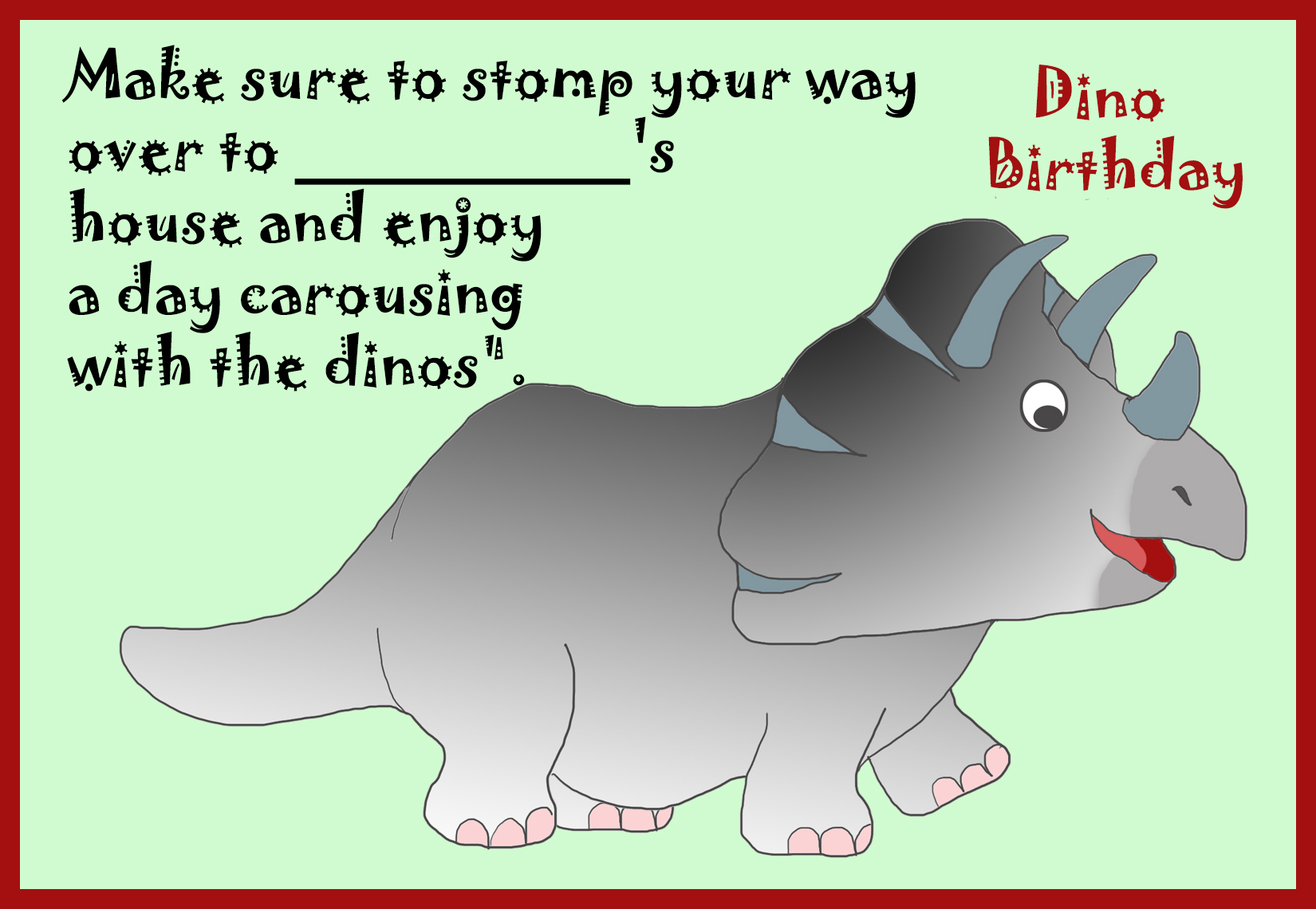funny dinosaur birthday party invitation