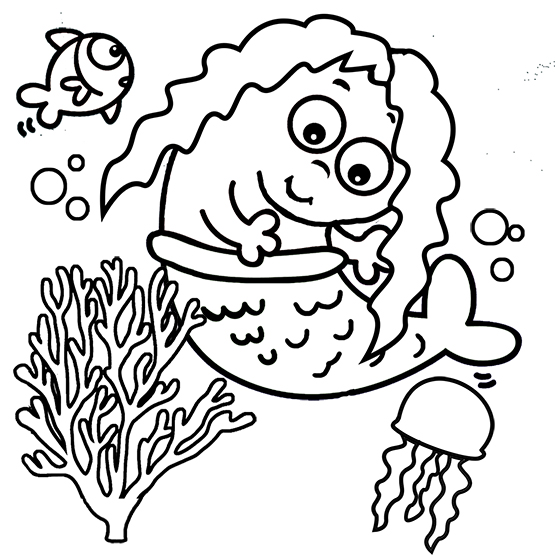 kids mermaid coloring page