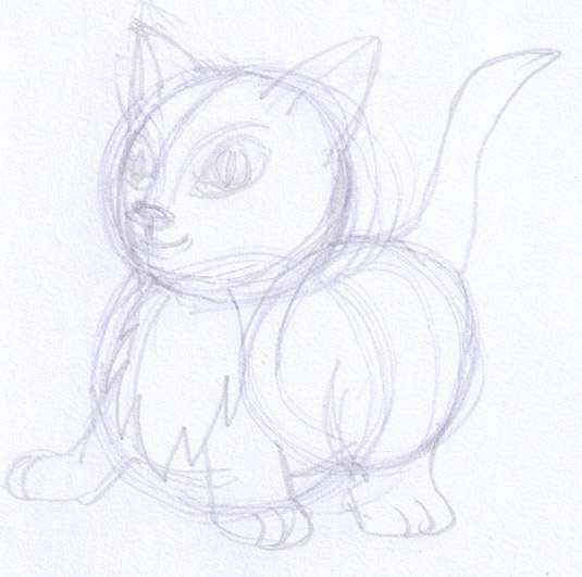 start of kitten drawing