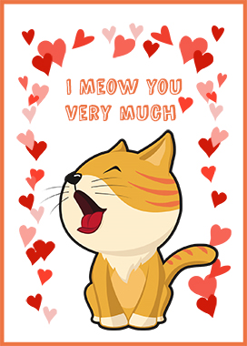 I meow you very much Valentine card