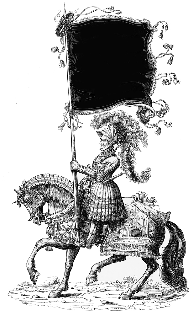 knight with horse and banner