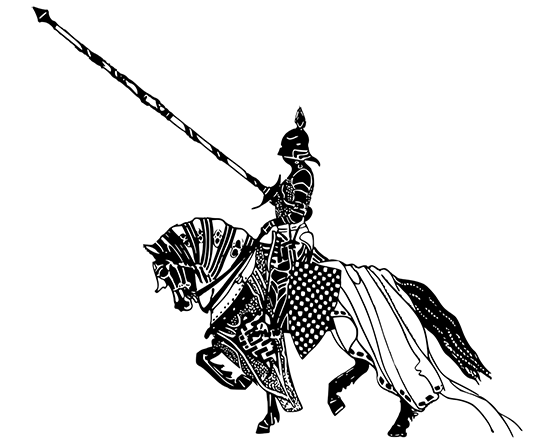 knight with tournament lance on horse