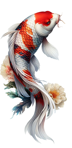 koi fish and flowers clipart