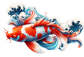 koi fish clip art swimming in water AI