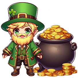 leprechaun and pot of gold for St. Patrick's day
