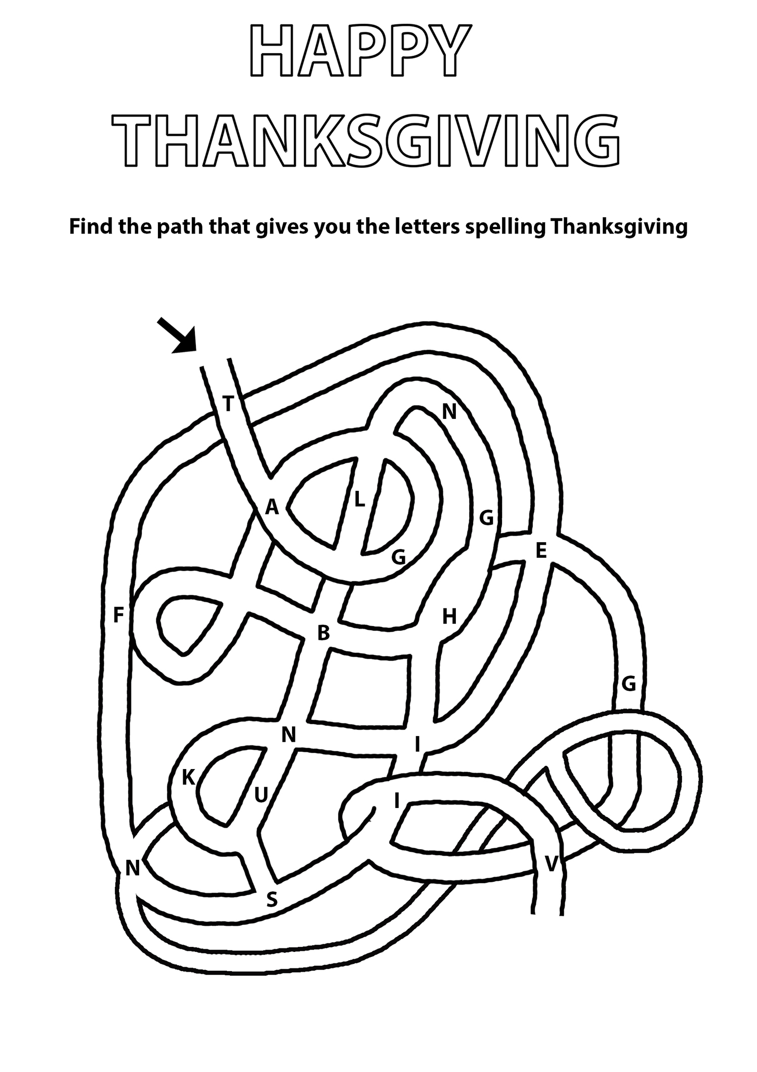 letter maze for Thanksgiving
