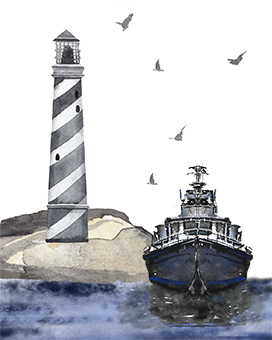 lighthouse and ship picture