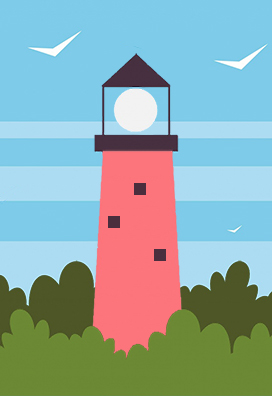 lighthouse and bushes