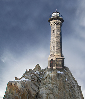 lighthouse on a big rock