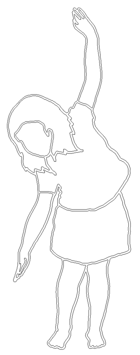 white stroke silhouette of girl dancing