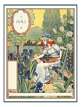 May garden Art Nouveau drawing