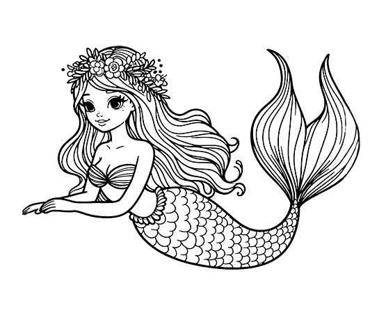 mermaid coloring page for young girls