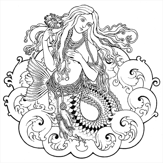 mermaid in circle clipart