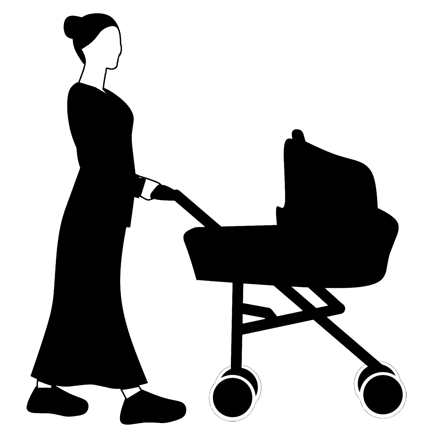 mother with pram silhouette
