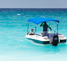 motor boat at sea picture