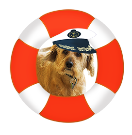 nautical clipart dog captain life belt