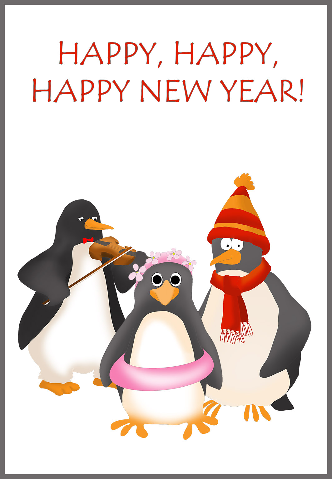 penguins wishing you a happy New Year
