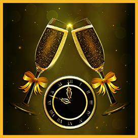New year greeting champagne clock