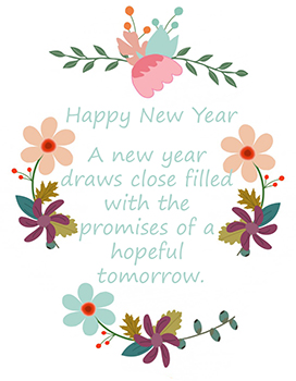 New Year clipart with flowers