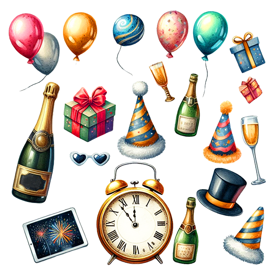 New Year stuff clipart