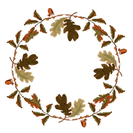oak leaf wreath with acorn