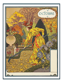 Art Nouveau drawing October by Mucha