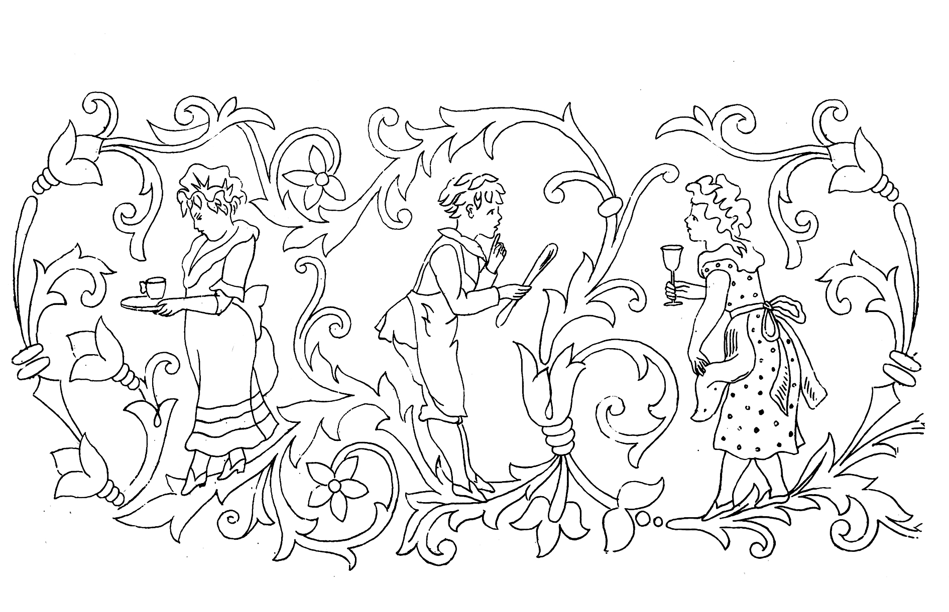old coloring page Victorian motive