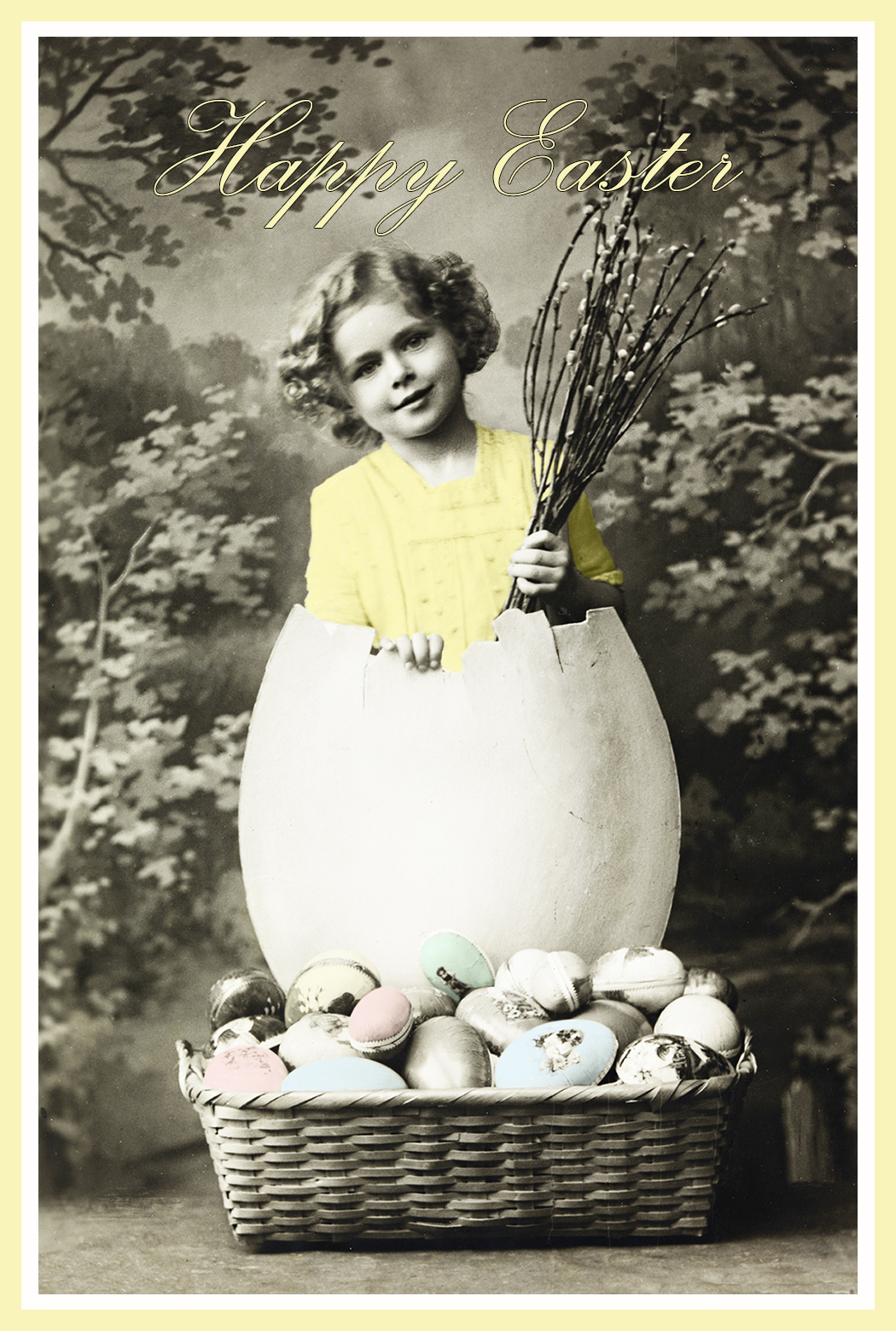 Funny Easter greeting card old motive
