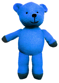 old knitted Teddy bear blue