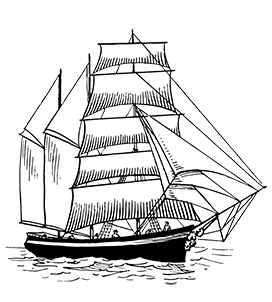 old sail ship clipart black white