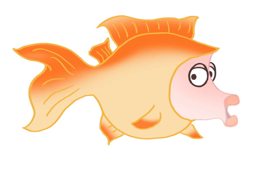 funny orange cartoon fish drawing