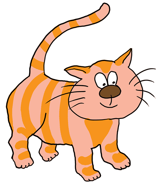 clipart of pink cat with orange stribes