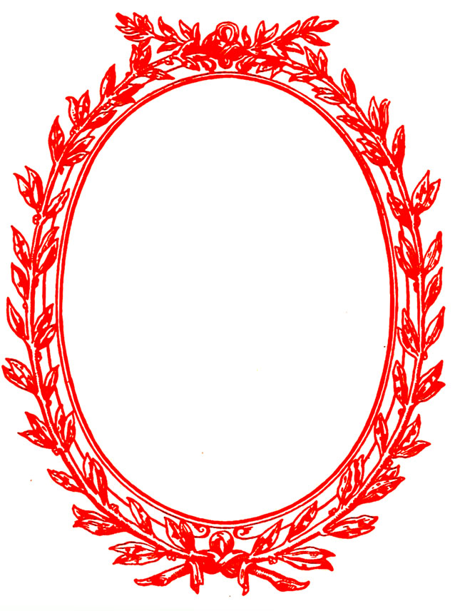 oval Victorian red frame