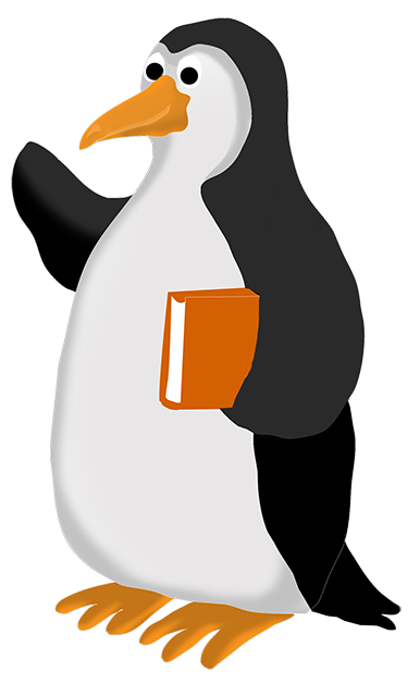 Penguin clipart with book