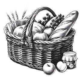 Picnic basket with food