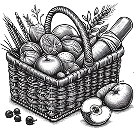 summer picnic basket clipart