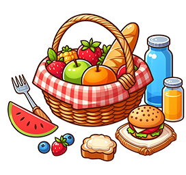 summer holiday picnic basket clipart