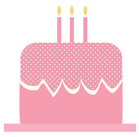 Pink birthday cake clip art with candles