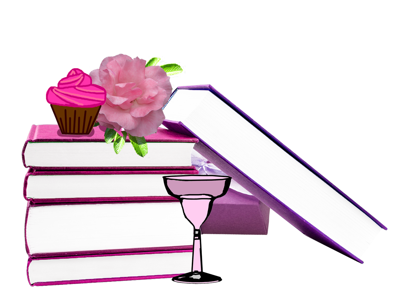pink books cupcake flower