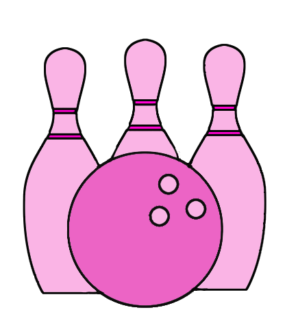 very pink bowling cones and ball