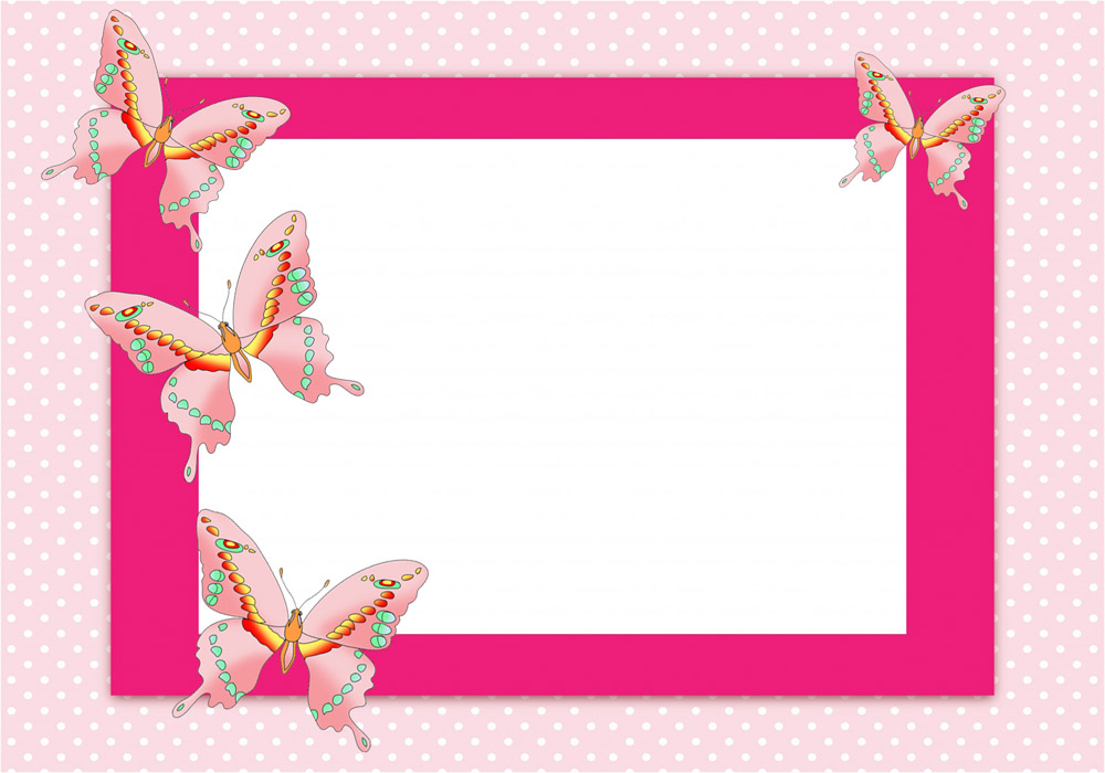 Pink frame with butterflies