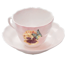 pink tea cup decorated