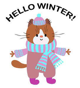 pink hello winter cat