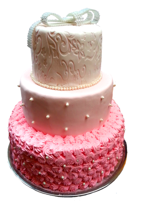 pink wedding cake in layers