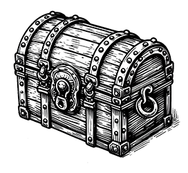 clipart pirate chest with treasure hidden