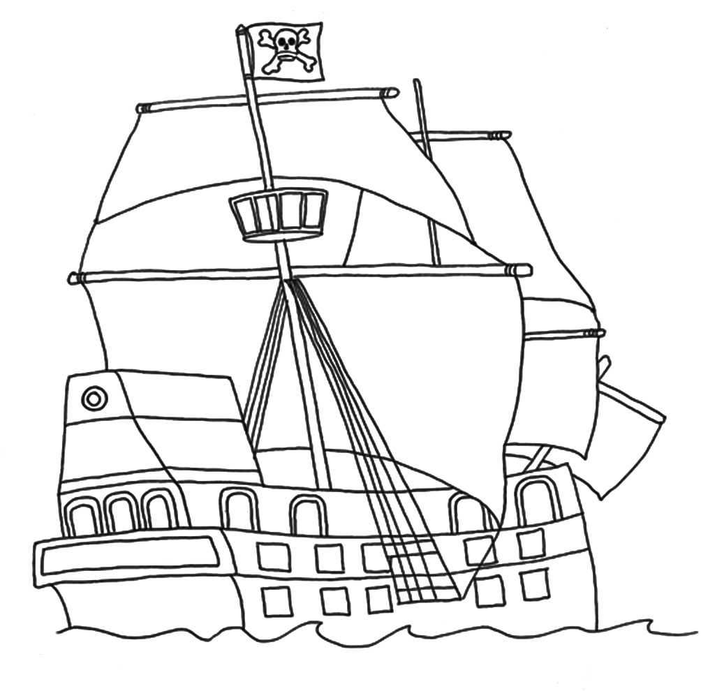 pirate ship with flag